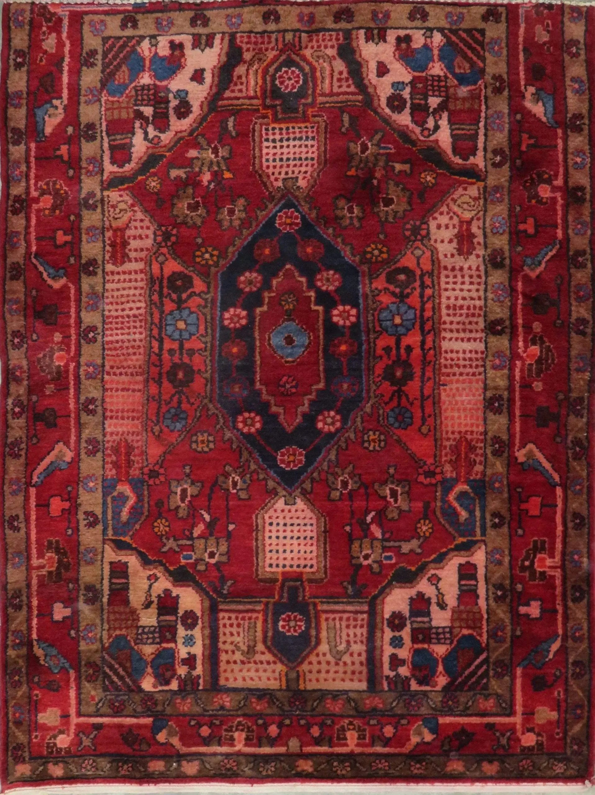 Hand-Knotted Persian Wool Rug _ Luxurious Vintage Design, 5'1" x 3'8", Artisan Crafted
